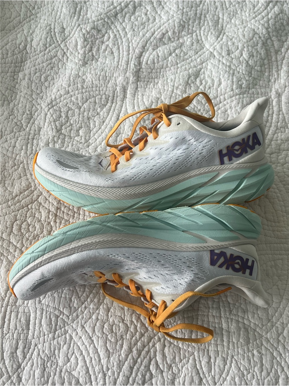 Hoka One One Clifton 8 Blanc de Blanc Purple Seafoam Size 8 - Picture 4 of 8